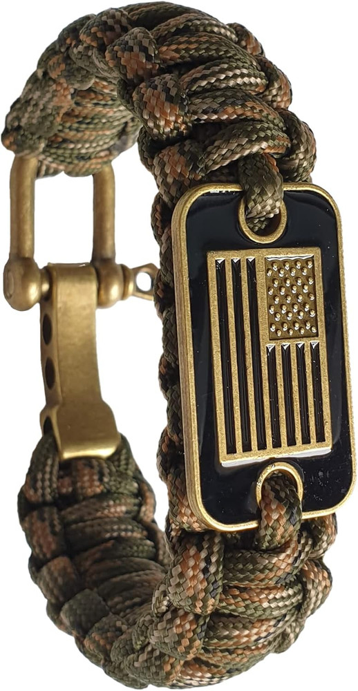Paracord Bracelet – Tactical Survival Bracelet for Men with Bronze USA Flag – 3