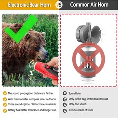 120dB Electronic Air Horn with Compass & Thermometer- Bear Horn to Scare Bear…