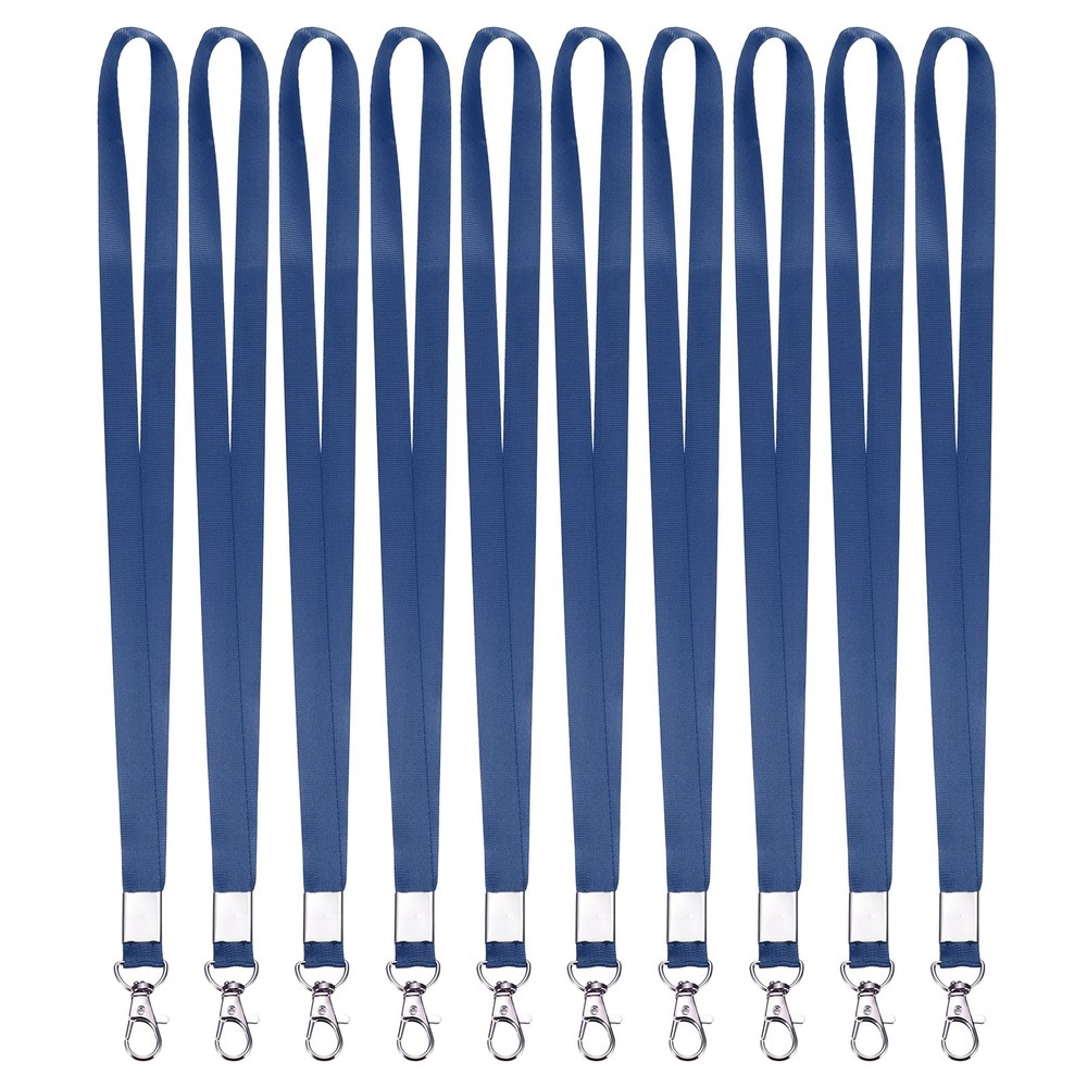 10Pcs 16.9″ Polyester Flat Lanyard with Lobster Clasp for Keys, Deep Blue