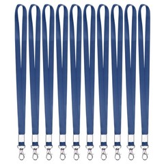 10Pcs 16.9″ Polyester Flat Lanyard with Lobster Clasp for Keys, Deep Blue