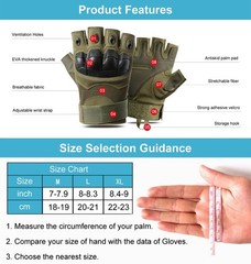 SUJAYU Outdoor Fingerless Gloves for Men – Hiking, Biking, X-Large, Tan