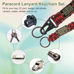 Paracord Keychain Carabiners Clip, 2Pcs& 21.7/6″ & Red Black Camouflage