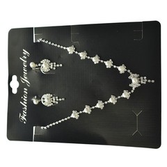 Bridal Wedding Rhinestone Crystal Pearl Necklace Earrings Jewelry Set Party