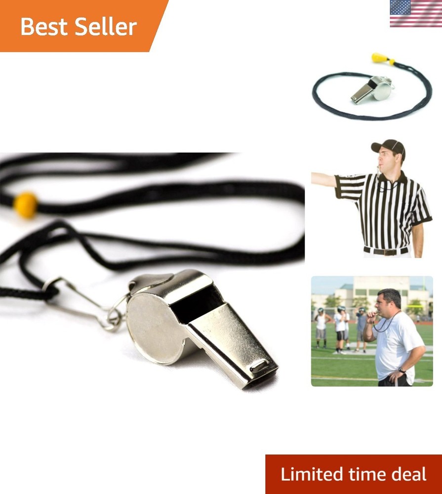 Lightweight Stainless Steel Coach Whistle with Lanyard – Perfect for Referees