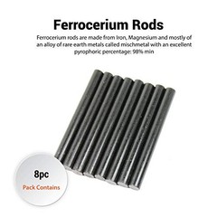 Tactical Pack of Eight (8) 5/16″ DIY Ferrocerium (Ferro) Rods 5/16″ (0.8cm)