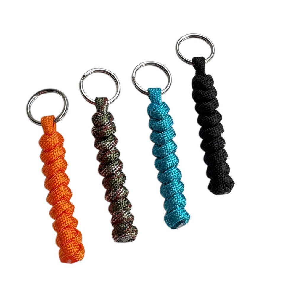 Paracord Style Keychain, Hand-Woven Circular Knot Design, 3.15 Inch Length, Meta