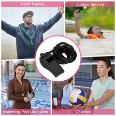Plastic Whistles with Lanyard, 12 Pcs&Black-Fitting for (Coaches/Referee)