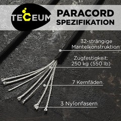 Paracord Type III 550 Black Black – 305m – 4mm – Tactical Rope – Outdoor…