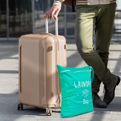 2 Pcs Large Travel Laundry Bags – Waterproof Wet/Dry, 14.9 x 18.8, Green+Grey