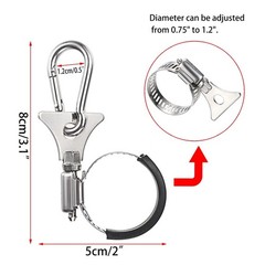 OwnMy Set of 4 Adjustable Flagpole Clips with Carabiner Boat Flag Clips Metal
