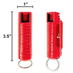 BURN Pepper Spray 1/2oz Self Defense Keychain Safety Lock Molded Red 2 Pack