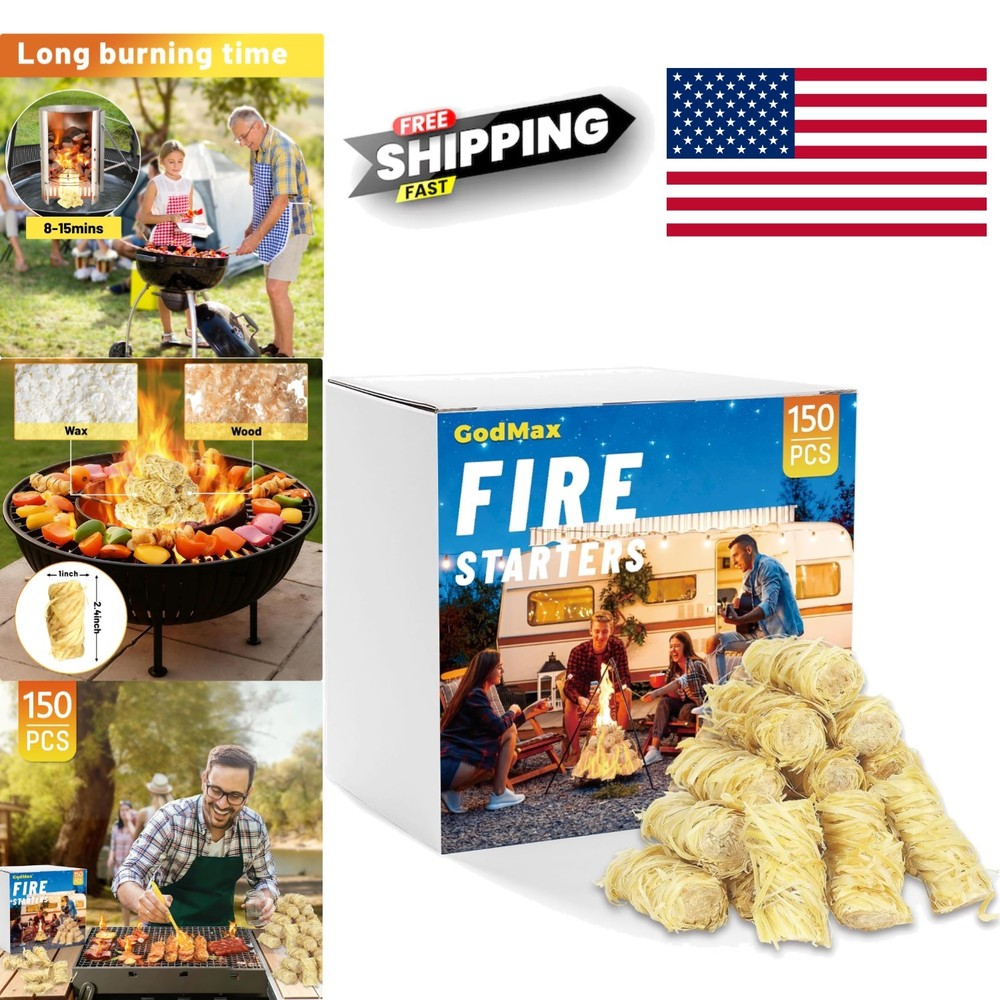 150 Count Wood Fire Starters Eco Friendly Natural Safe for Cooking and Heating