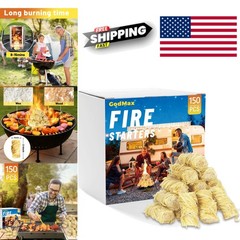 150 Count Wood Fire Starters Eco Friendly Natural Safe for Cooking and Heating