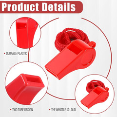 100 Pcs Coach Whistle with Lanyard, Plastic Red Emergency Whistle Bulk Loud Soun