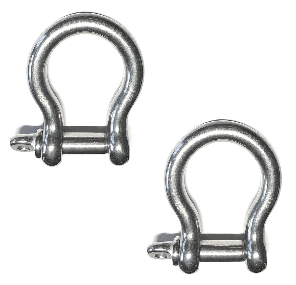 Stainless Steel 316 Forged Bow Shackle (2 Pieces 1/2″ 12mm Forged Bow Shackles)