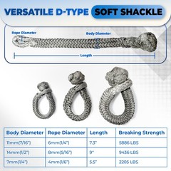 UHMWPE DRing Anchor Soft Shackles High Breaking Strength Heavy Duty Marine