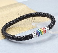 Titanium Stainless Steel Rainbow LGBT Pride 2 Pack (7.48″ Lesbian/Female))
