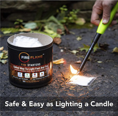 100 Pouches Fireflame Quick Instant Fire Starter – 100% Waterproof, Odorless
