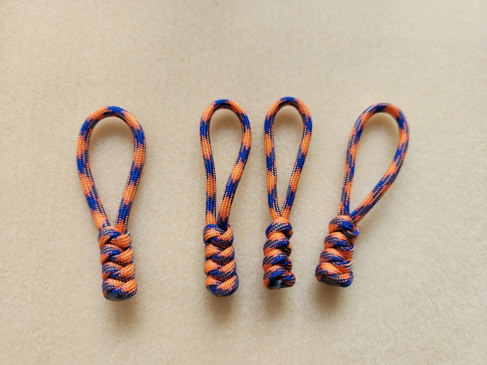 4 Pieces of Grapewine 550 Paracord Zipper Pull Snake knot HANDMADE IN THE USA