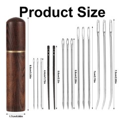 15pc Leather Sewing Needle Set, Hand Sewing Needle with Large Eye Steel Curved Tapestry Needle…