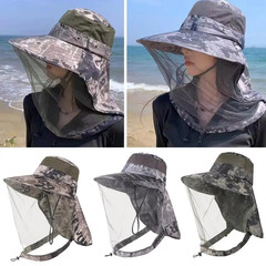 Mosquito Sun Hat with Veil Hidden Head Net & Neck Flap for Men Women Outdoor Fis
