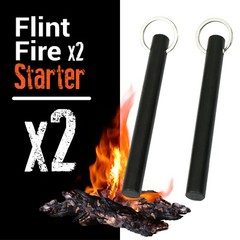 2X Flint Fire Starter Rod Camping Outdoor Camping 5″ Ferrocerium with Keyring