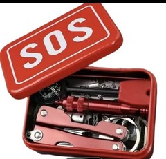 Emergency Kit tin box Multi Tools W/ Flashlight Firestarter Saw Whistle Compass