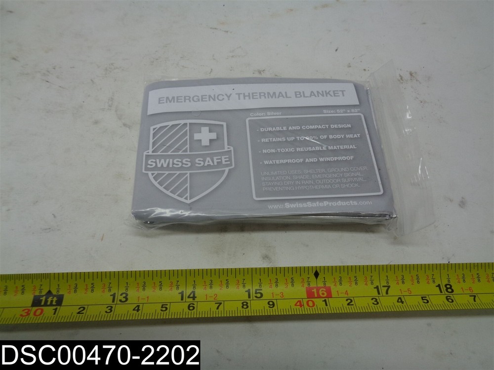Qty=25: Swiss Safe 52″ X 82″ Emergency Silver Thermal Blanket