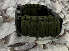 3 in 1 Survival Analog Watch OD Green Adjustable Paracord Strap Whistle