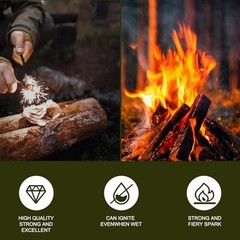 Fire Starter Kit with Ferro Rod & Tinder – Easy Survival Fire Starter for
