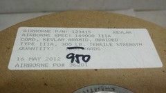 891 Yards of 149000 T3A Braided Cord Made with Kevlar 100% 3mm dia 300 lb.