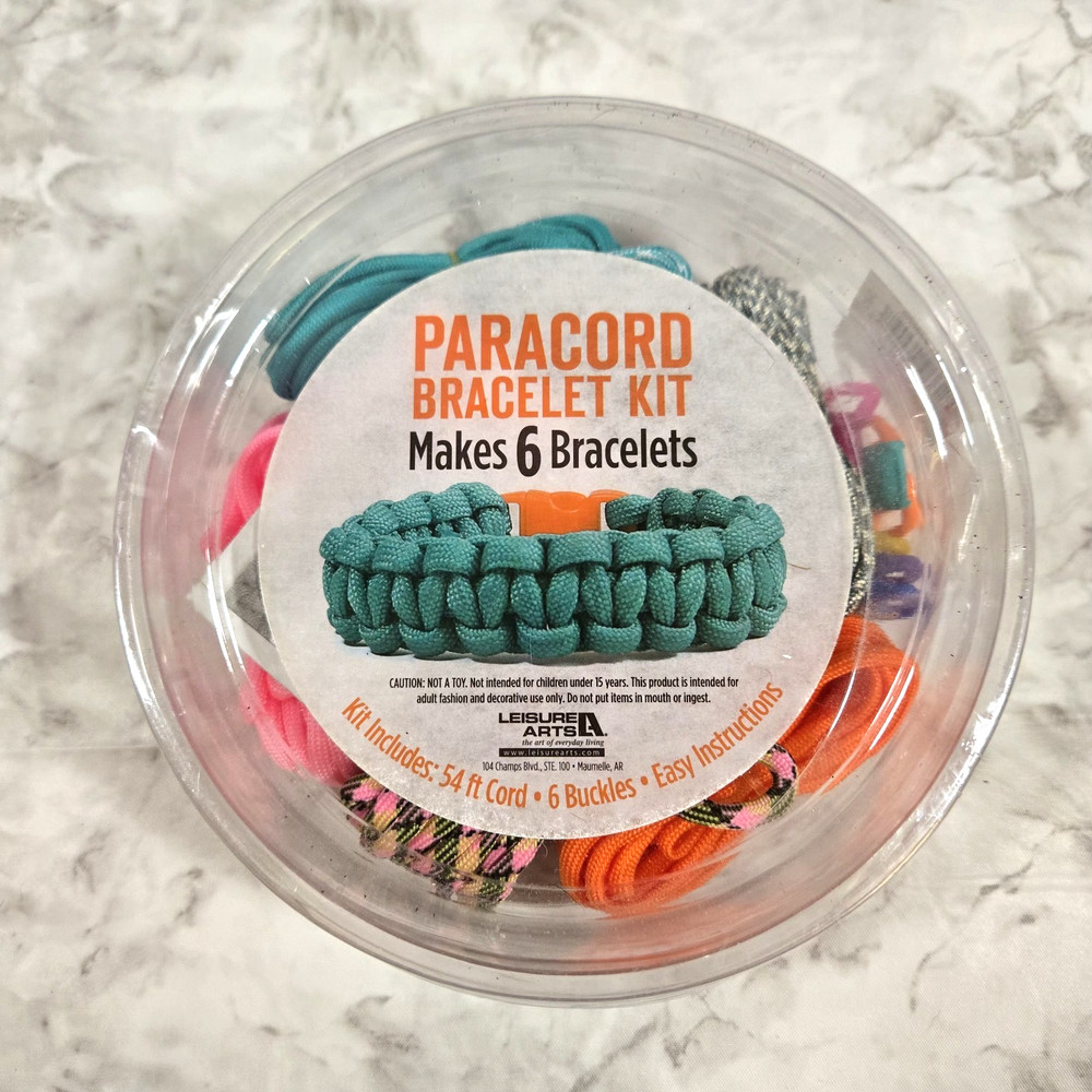 LEISURE ARTS Paracord Bracelet Craft Kit ~ Makes 6 ~ Aqua Orange Pink 46909