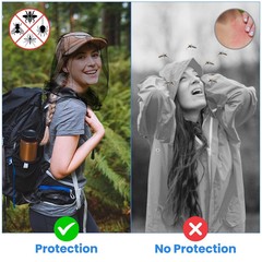 2 Pack Mosquito Head Nets with Drawstring Universal Fit for Hats Bug Net
