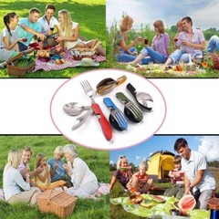 Pack of 4- Camping Utensil 4in1 (Fork/Spoon/Knife/BottleOpener) Outdoor Cookware