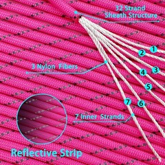 Reflective Paracord, 550 Parachute Cord, 4MM 7-Strand Nylon Rope