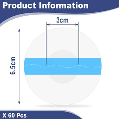 60Pcs Libre 3 plus Sensor Covers Waterproof Freestyle Sensor Clear Film Adhesive