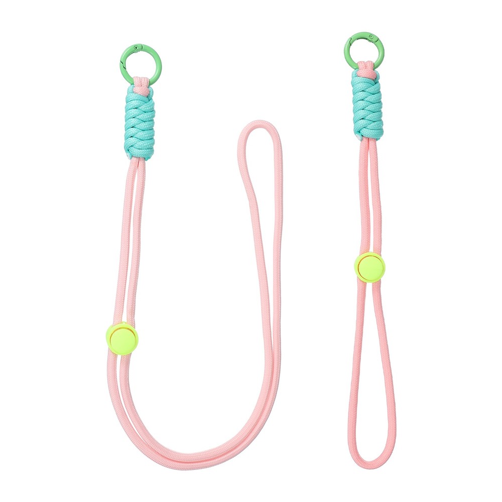 1Set Heavy Duty Paracord Keychain Lanyard for Keys , Pink/Green/Grass Green
