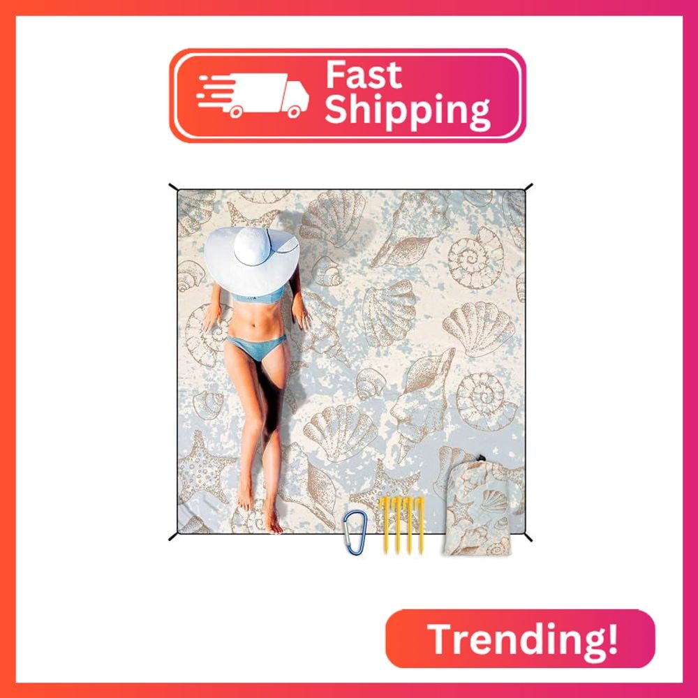 HIHOHO Waterproof Sandproof Beach Blanket Mat for 1-8 Adults, Quick Drying
