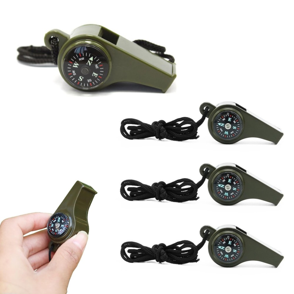 4 Pcs Compass Whistle Multifunctional 3-in-1 Emergency Survival Whistle with …
