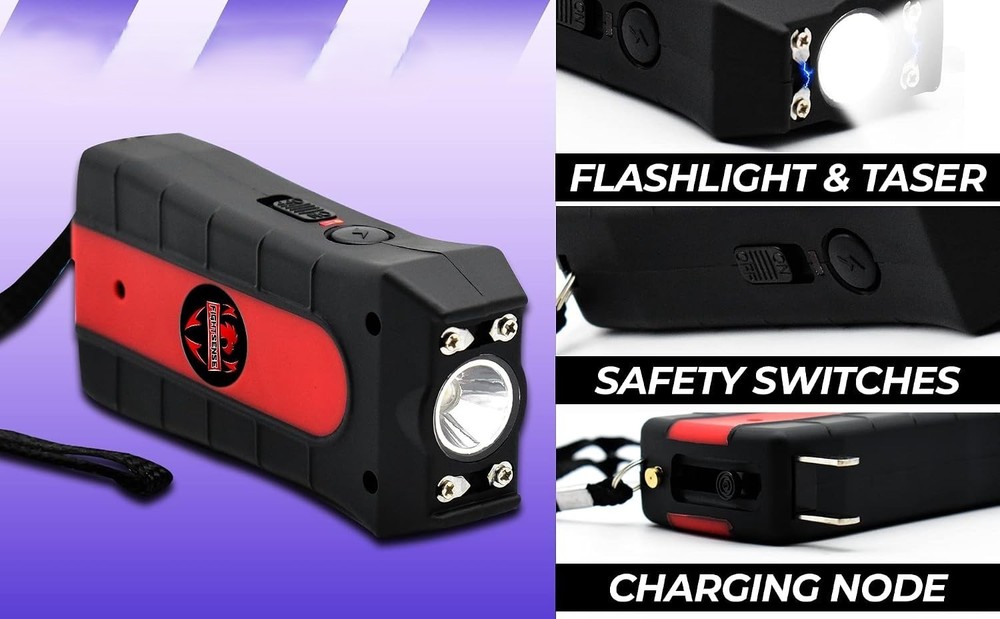 Mini Stun Gun Flashlight Rechargeable Powerful EDC Black