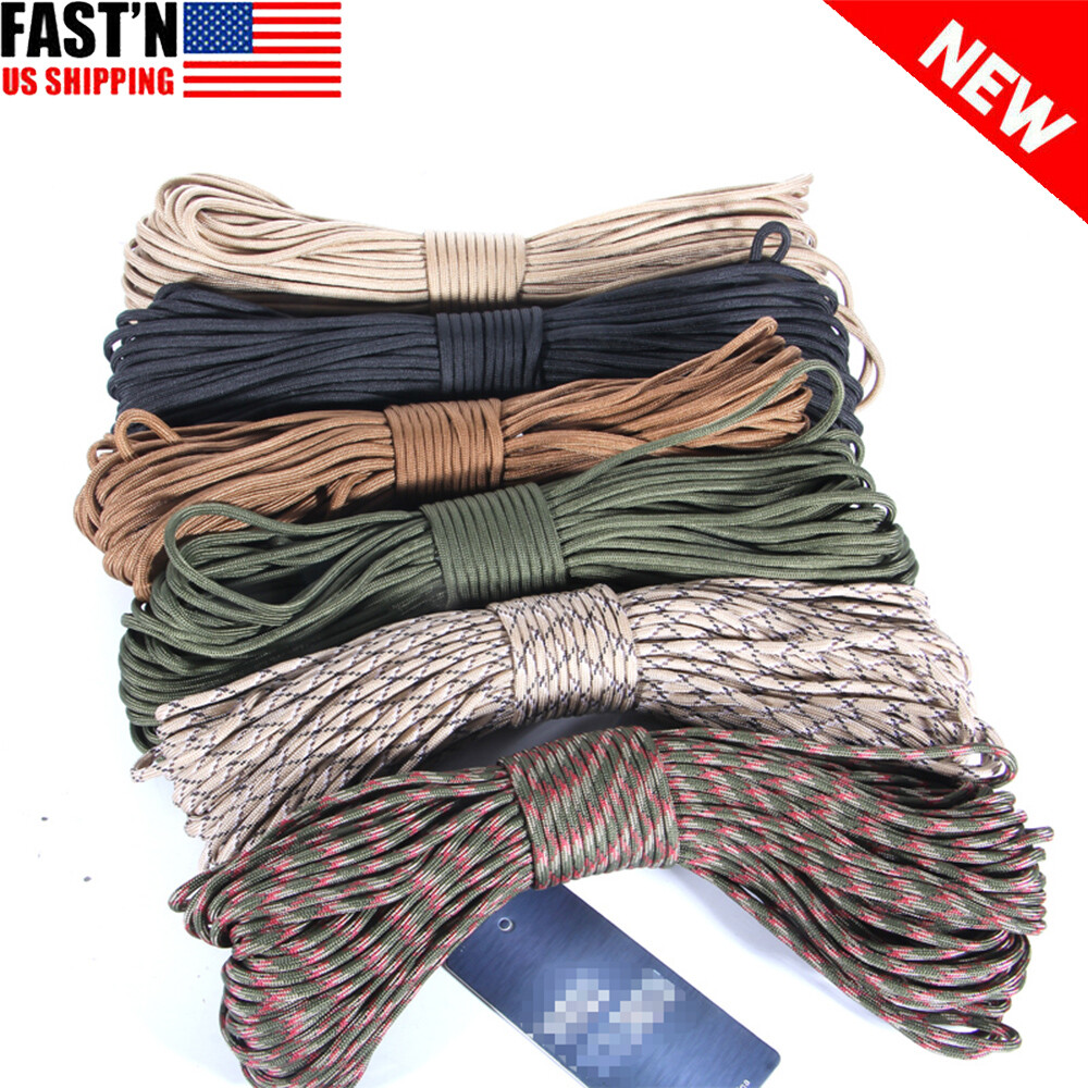 100FT Parachute Cord Rope 9 Strand Nylon Mil-Spec Type III Military Paracord