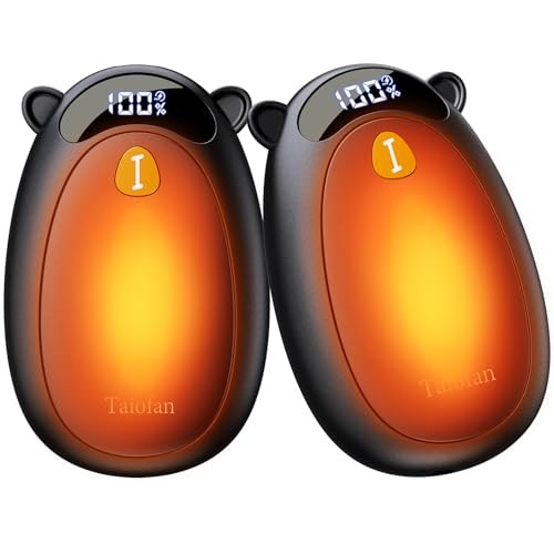 Electric Hand Warmers Rechargeable, Cute Bear Design, LED Display, 4 Black