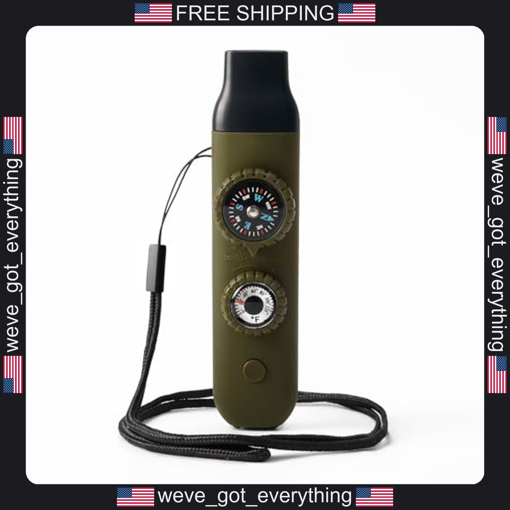 7-in-1 Outdoor Safety Whistle with Lanyard and Compass