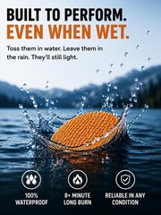 100% Waterproof Fire Starter (15 Disc) Up to 60 Fires | 8-10 Minute Burn Inst…