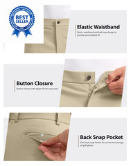 Pudolla Men’s Casual Shorts 7/9 Inch Golf Stretch 36, Light Khaki