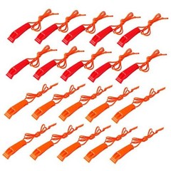 40 Pcs Emergency Safety Whistle Plastic Whistles Set with Lanyard,Red Medium