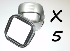 5 X 8-oz Square Blank White Label Slip On Lid Metal Tin Can Container Crafts Box