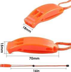 6Pcs/set Safety Whistle Marine Whistle Plastic Whistles w/ Lanyard for Emergency