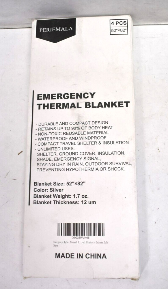Periemala Emergency Blankets For Survival Gear 4 Pack Camping Thermal Pads