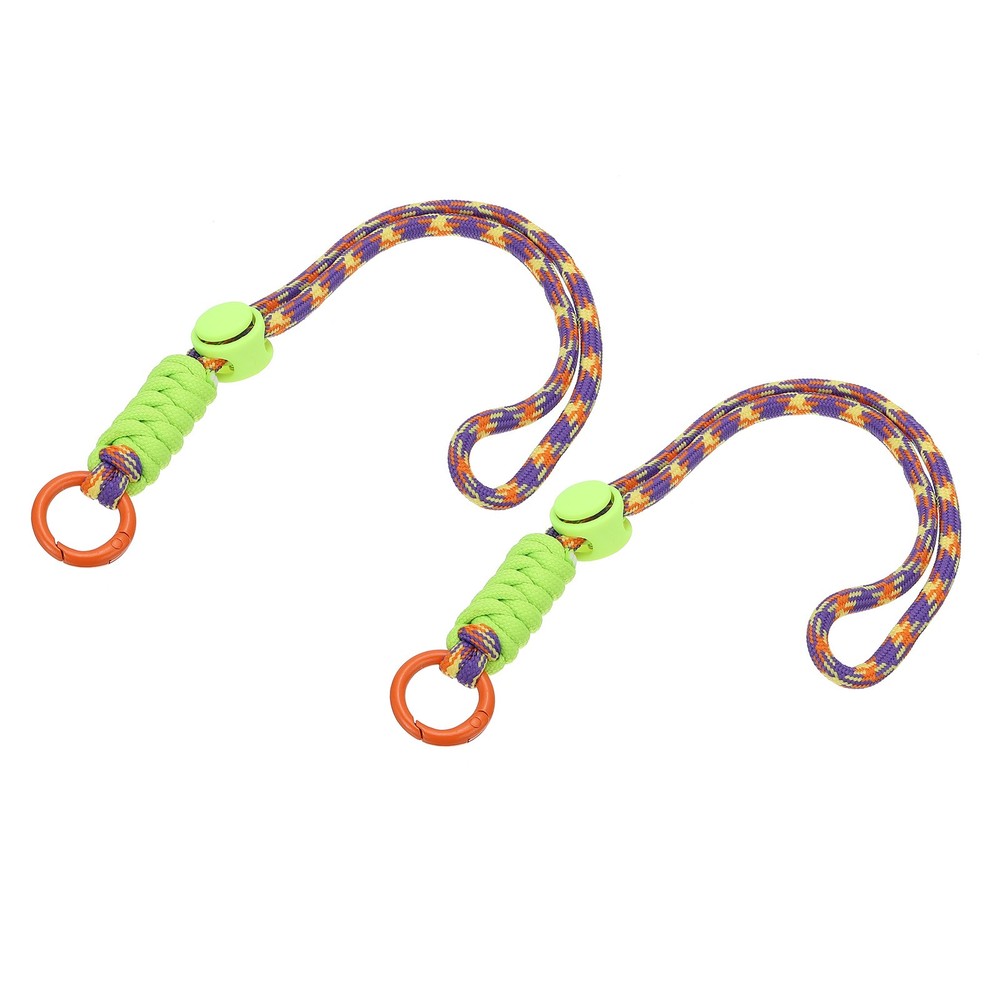 2Pcs Paracord Lanyard Keychain with Spring Ring, Wavy Design, Yellow, Purple